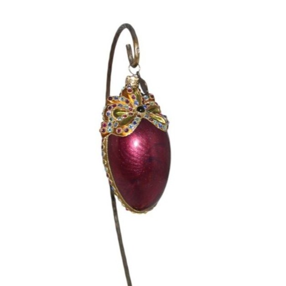 Jay Strongwater Purple Egg With Swarovski Crystal Bow Ornament - Picture 5 of 8